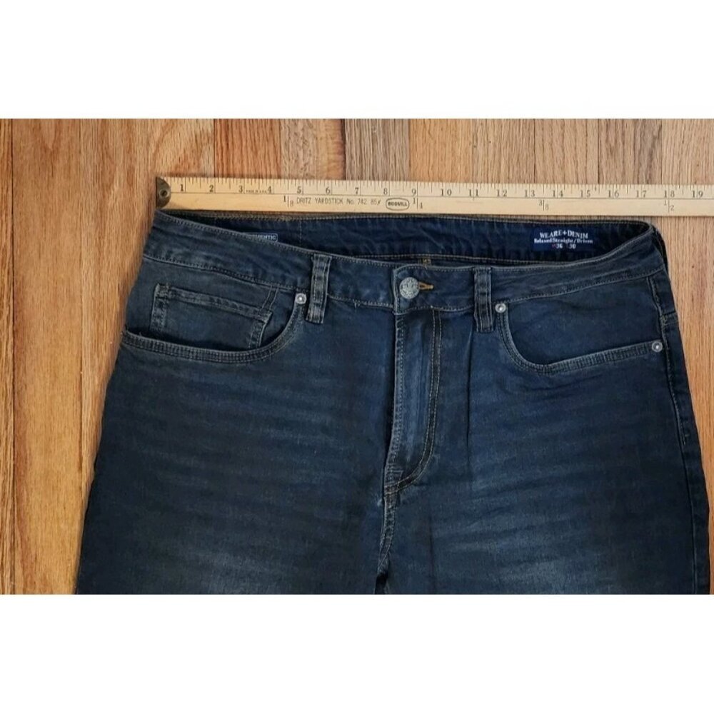 Buffalo David Bitton Jeans 36x30 Blue Relaxed Straight Stretch Driven Basic Dark - Picture 4 of 9